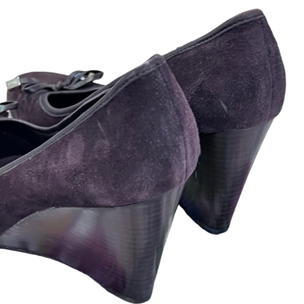 Coach Brown Suede Wedgw Heels Shoes 8.5 - Picture 3 of 14